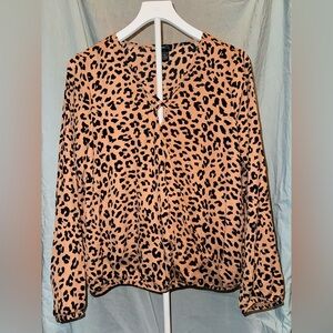 Rue21 Peachy-Brown and Black Leopard Print Long Sleeve Top